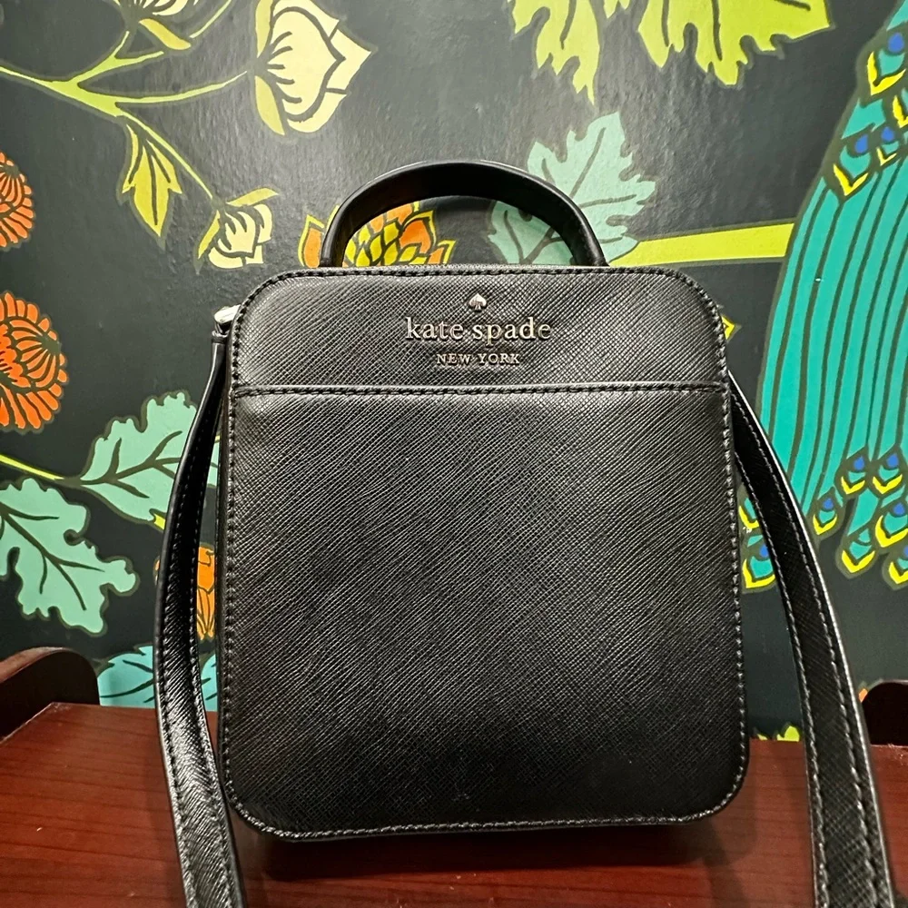 Kate Spade New York “Spencer” Black Saffiano Leather Dome Crossbody